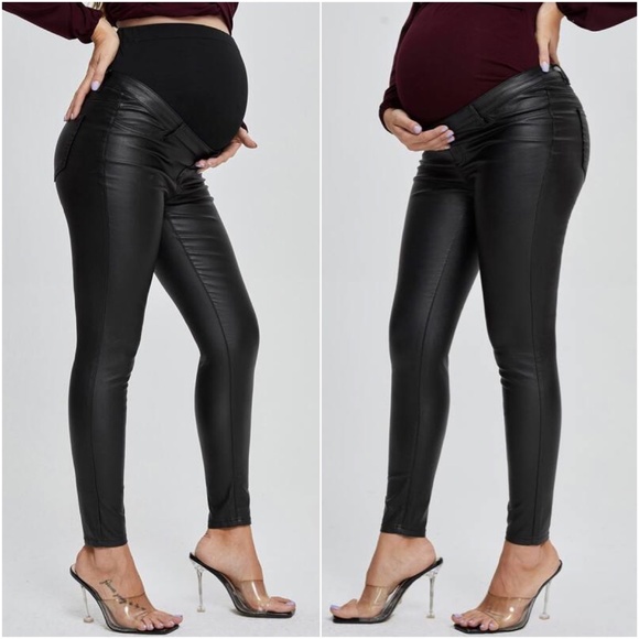 Maternity Army Green Wide Band Waist Skinny Fitted Pants - Picture 4 of 7